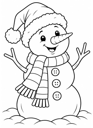 Ausmalbild Schneemann mit Weihnachtsmütze