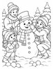 Ausmalbild Familie baut einen Schneemann