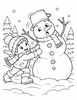 Ausmalbild Schneemann kippt fast um