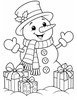 Ausmalbild Schneemann mit Geschenken