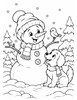 Ausmalbild Schneemann mit Hund