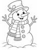 Ausmalbild Schneemann mit Hut und Schal