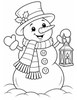 Ausmalbild Schneemann mit Laterne