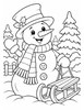 Ausmalbild Schneemann mit Schlitten