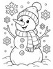 Ausmalbild Schneemann mit Schneeflocken