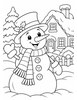 Ausmalbild Schneemann vor einem Haus
