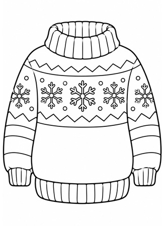 Ausmalbild Winterpullover Schneeflocken