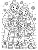 Ausmalbild Familie in Winterkleidung