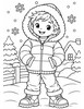 Ausmalbild Junge mit Winterjacke