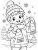 Ausmalbild Junge mit Winterschal