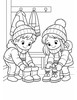 Ausmalbild Kinder ordnen Winterstiefel