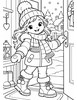 Ausmalbild Mädchen bereit für den Winter