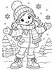 Ausmalbild Mädchen in Winterkleidung