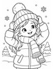 Ausmalbild Mädchen setzt Wintermütze auf
