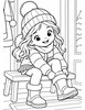 Ausmalbild Mädchen zieht Winterstiefel an