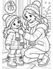 Ausmalbild Mutter legt Kind Schal um