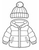 Ausmalbild Winterjacke mit Mütze