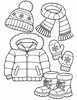 Ausmalbild Winterkleidung Set