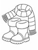 Ausmalbild Winterstiefel mit Schal