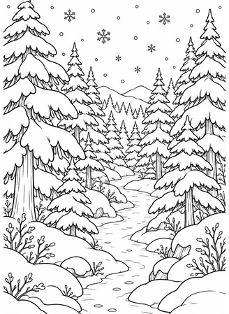 Ausmalbild Winterwald