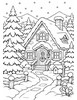 Ausmalbild Haus im Schnee