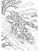 Ausmalbild Winterlandschaft mit Schlitten