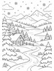 Ausmalbild Winterlandschaft