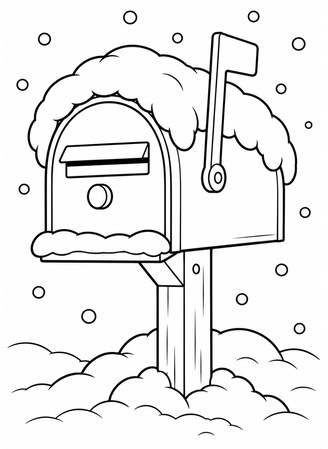 Ausmalbild Verschneiter Briefkasten