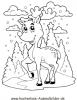 Ausmalbild Bambi im Schnee