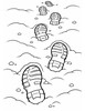 Ausmalbild Fussspuren im Schnee