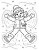 Ausmalbild Kind macht einen Schneeengel