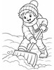 Ausmalbild Kind mit Schneeschaufel