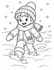 Ausmalbild Kind stapft durch tiefen Schnee