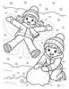 Ausmalbild Kinder spielen im Schnee