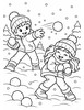 Ausmalbild Schneeballschlacht