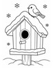Ausmalbild Vogelhäuschen im Winter