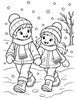 Ausmalbild Winterspaziergang