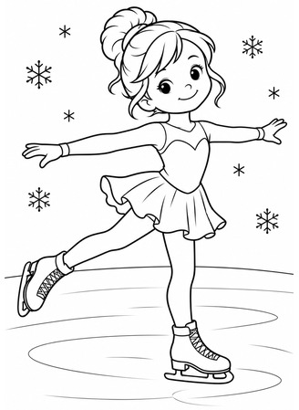 Ausmalbild Eiskunstlauf einfache Pose