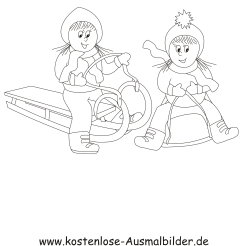 Ausmalbild Schlittenfahren