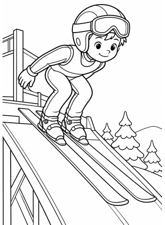 Ausmalbild Skispringer vor dem Start