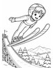 Ausmalbild Junger Skispringer im Sprung