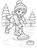 Ausmalbild Kind beim Curling