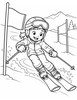 Ausmalbild Kind beim Ski Slalom