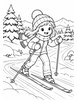 Ausmalbild Kind beim Skilanglauf