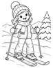 Ausmalbild Kind mit Skiern und Skistöcken