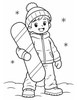Ausmalbild Kind mit Snowboard