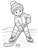 Ausmalbild Kind spielt Eishockey