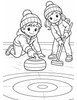Ausmalbild Kinder beim Curling
