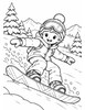 Ausmalbild Mädchen auf dem Snowboard