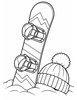 Ausmalbild Snowboard mit Wintermütze